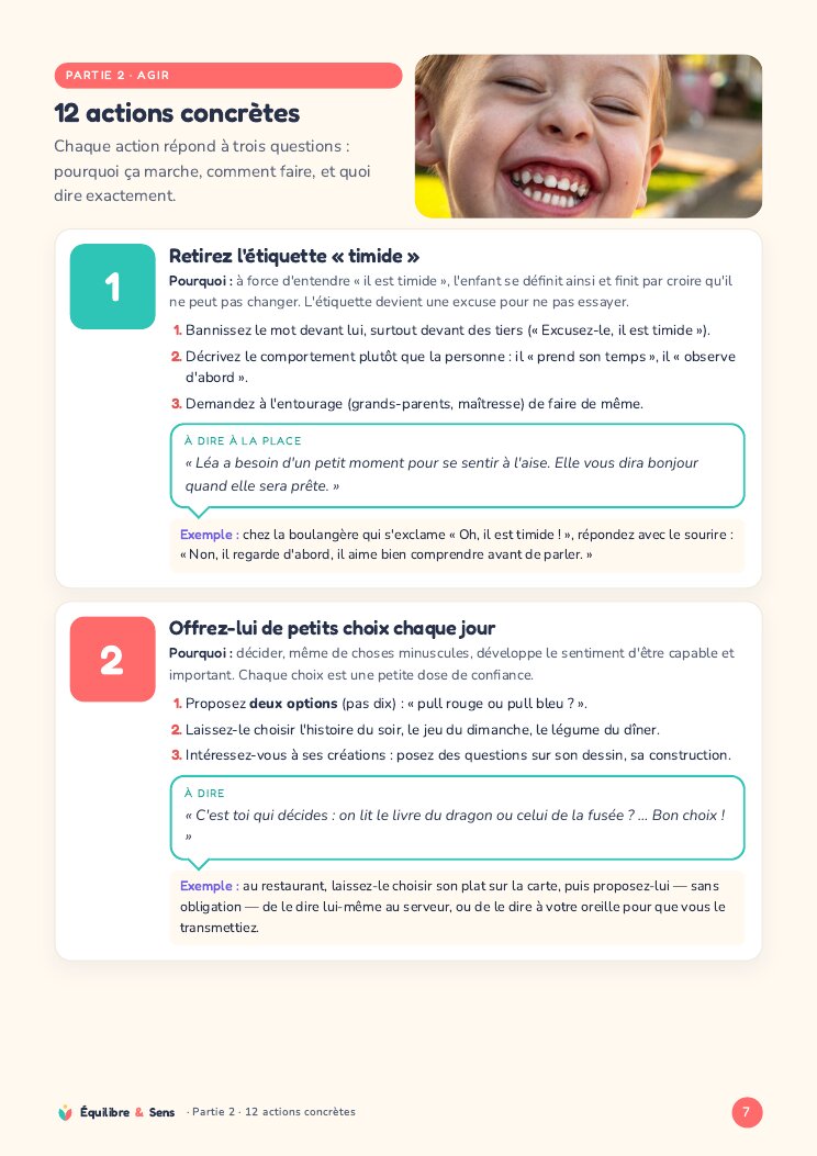 Page des actions concrètes